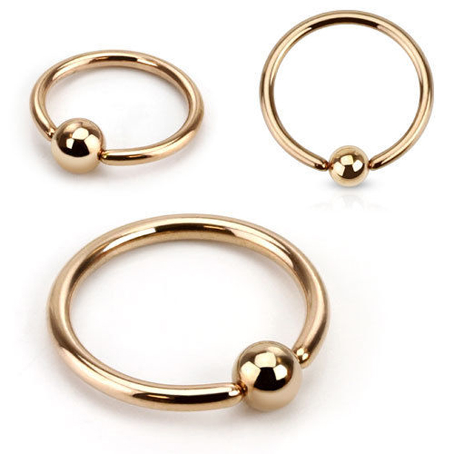 Rose Gold Plated Ball Closure Ring